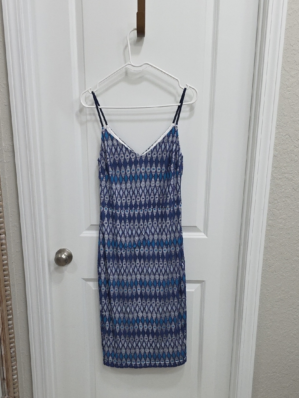 Guess Blue Patterned Midi Slip Dress
